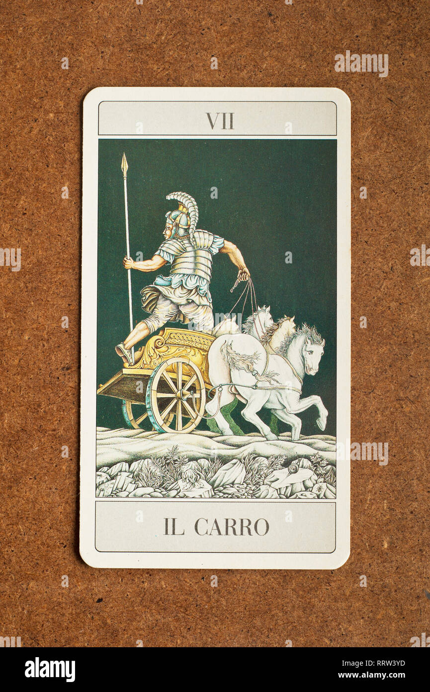 Les arcanes majeurs du tarot Char Banque D'Images
