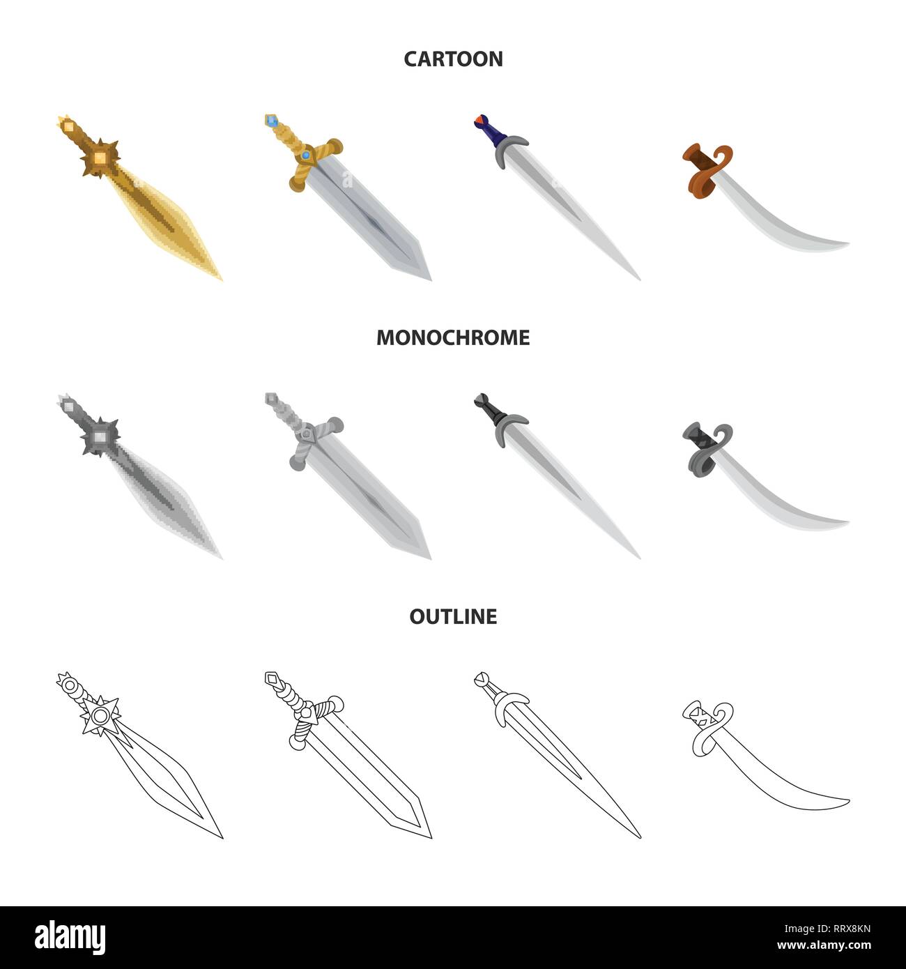 Poignée d'alimentation,,bataille, décorations,manipuler,scimitar,star,or,conquérant pirate,acier,cuivre,argent,le meurtre,ornement,militaires,pierre,soldat,fantaisie,chevalier,,warrior,guerre,jeu,armor,forte,lame,épée,couteau,dague arme,sabre,,cité médiévale,set,icône,,illustration,collection,isolé,design,graphisme,élément vecteur vecteurs,signer , Illustration de Vecteur