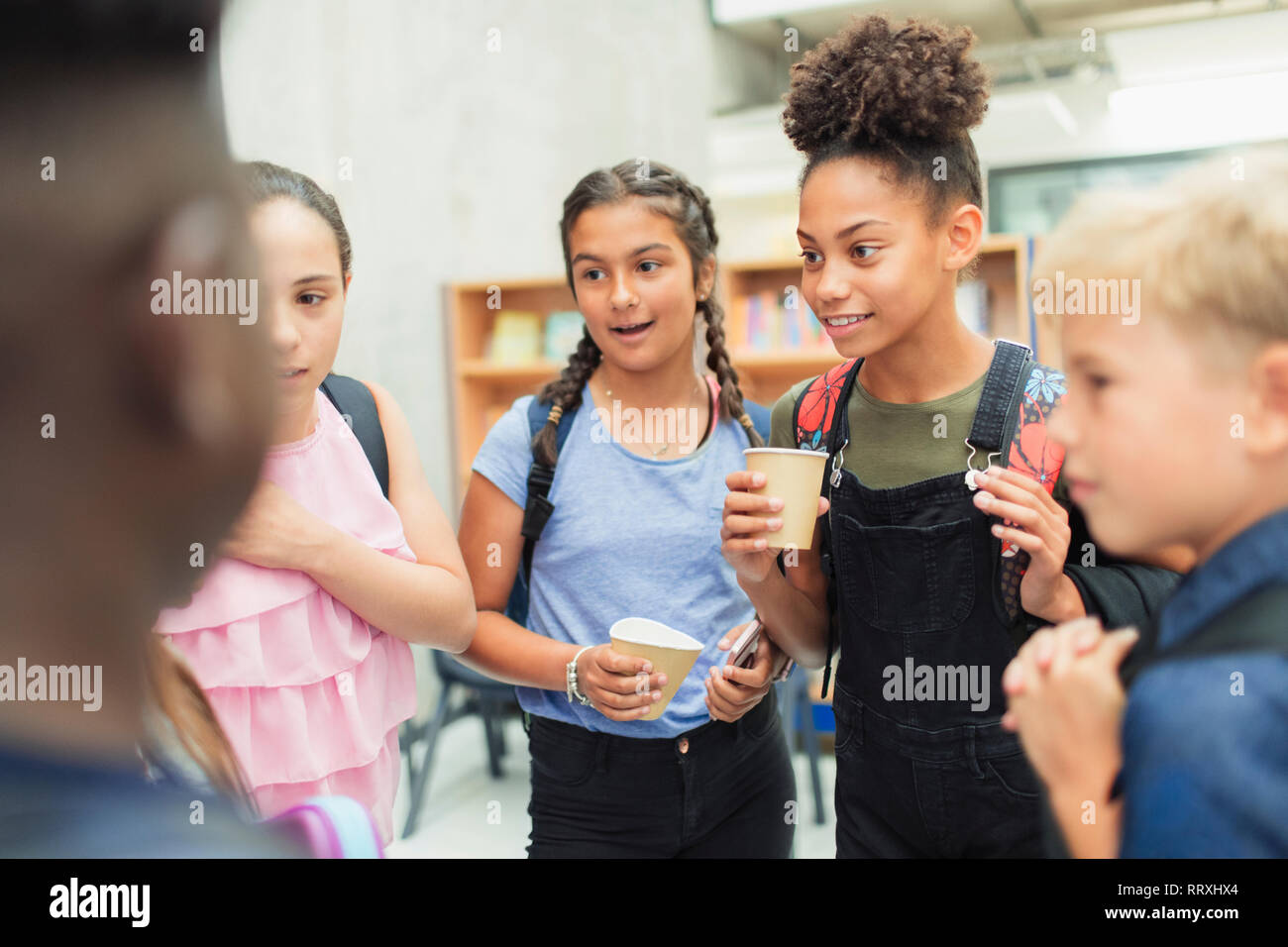 Les élèves de parler Banque D'Images