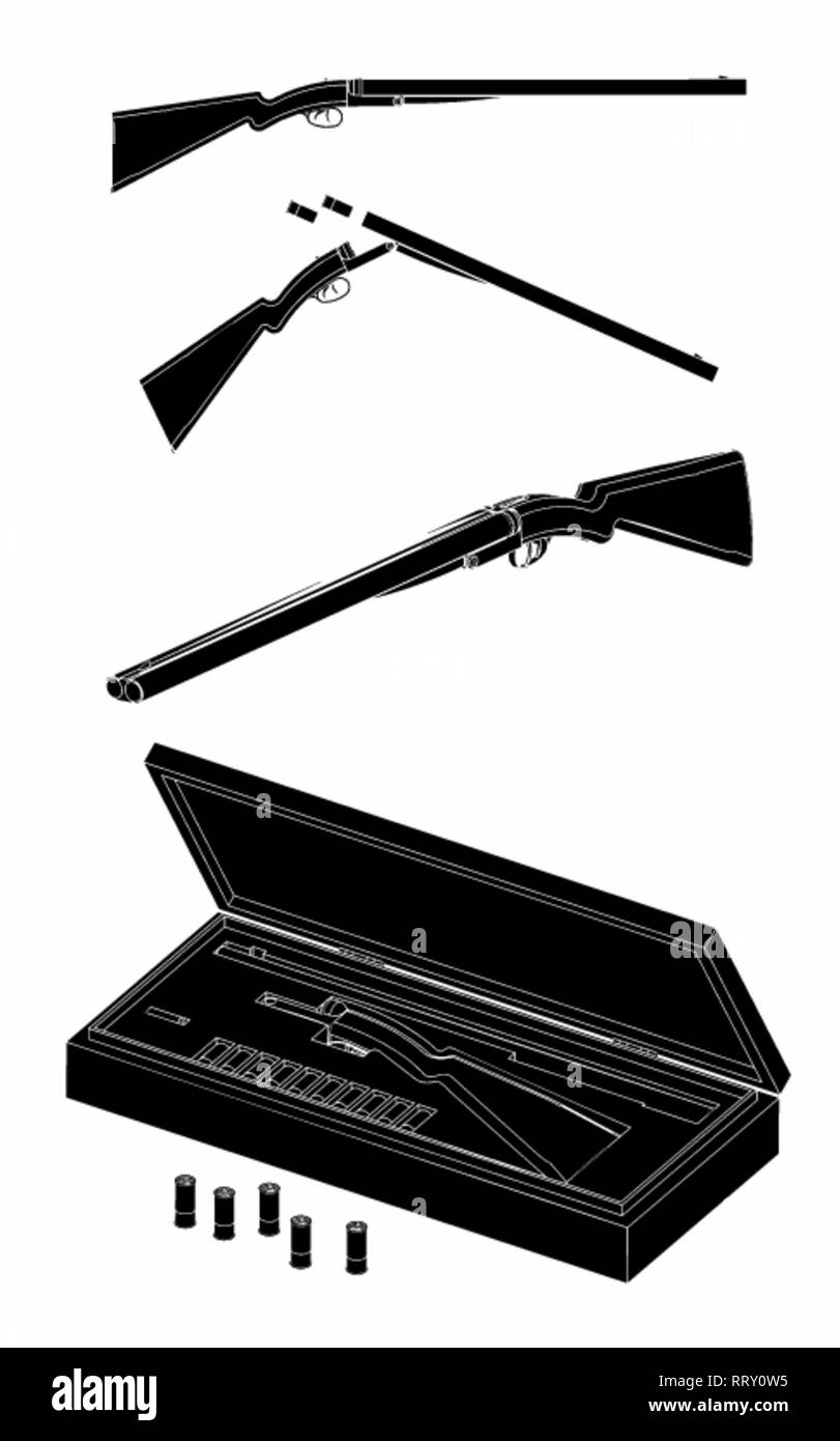 Fusil de chasse de calibre 12. Trame noire Illustration de Vecteur