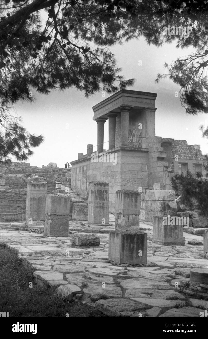 France, Grèce - Der Palast von Knossos auf Kreta, Griechenland, 1950er Jahre. Palais de Knossos en Crète, Grèce, 1950. Banque D'Images