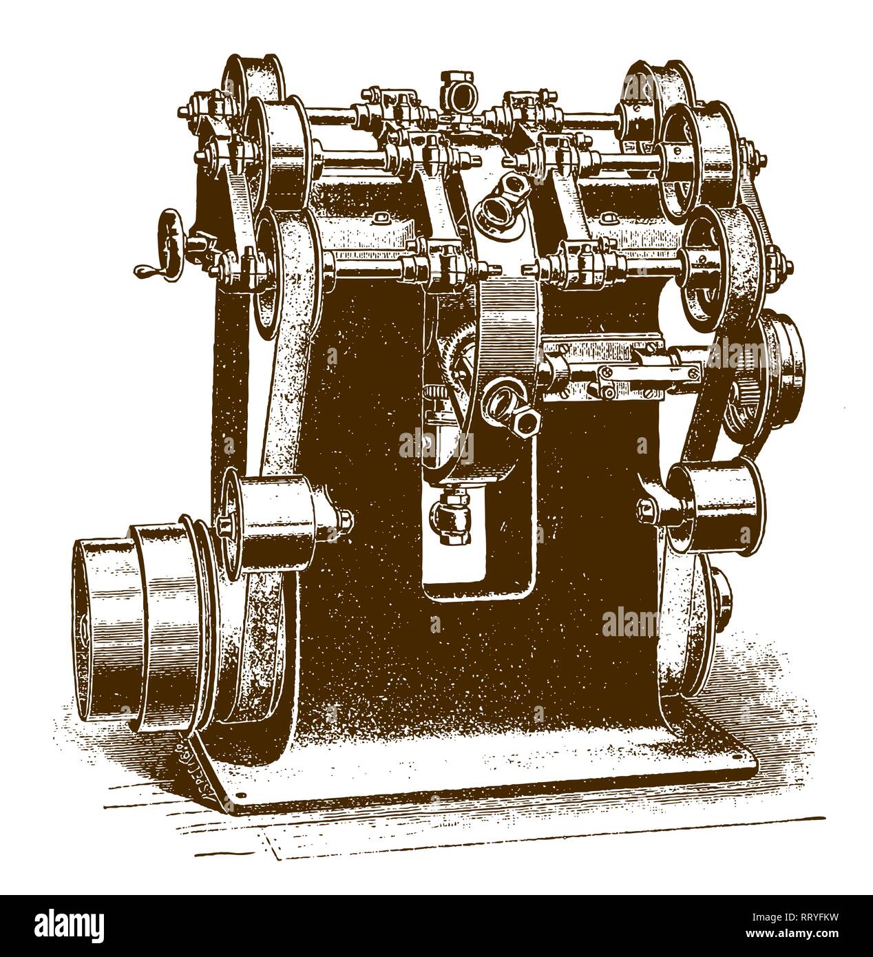 Piste d'action double historique presse alimentation automatique (après une gravure ou la gravure du xixe siècle) Illustration de Vecteur