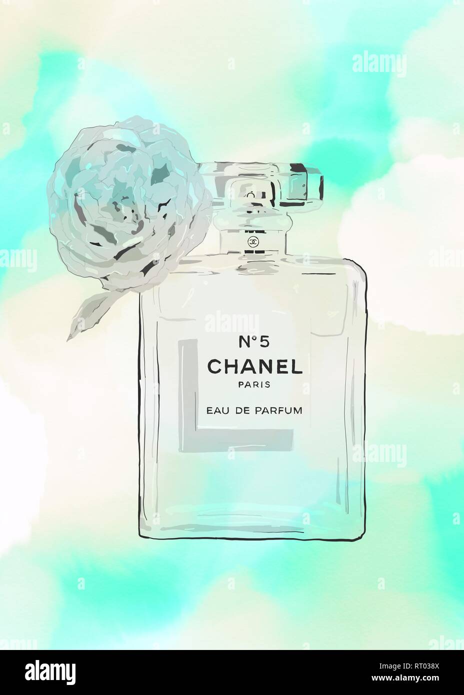 Chanel No 5 Illustration Chanel No 5 Peinture Aquarelle Chanel No 5 Chanel No 5 Imprimer Photo Stock Alamy