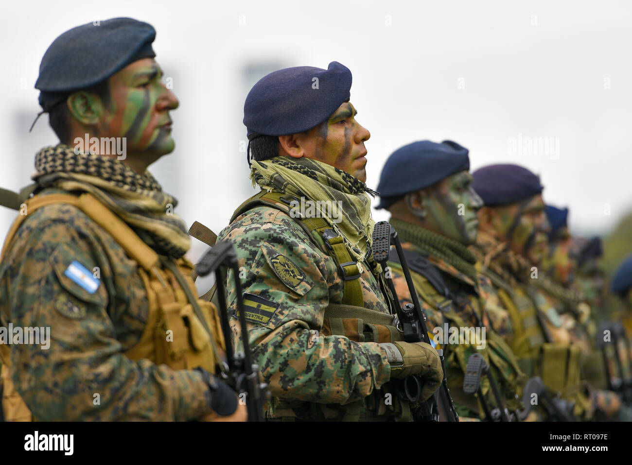 Buenos Aires, Argentine - 11 juil 2016 : les forces de l'armée argentine à la parade militaire lors des célébrations du bicentenaire de l'Argentinea Banque D'Images