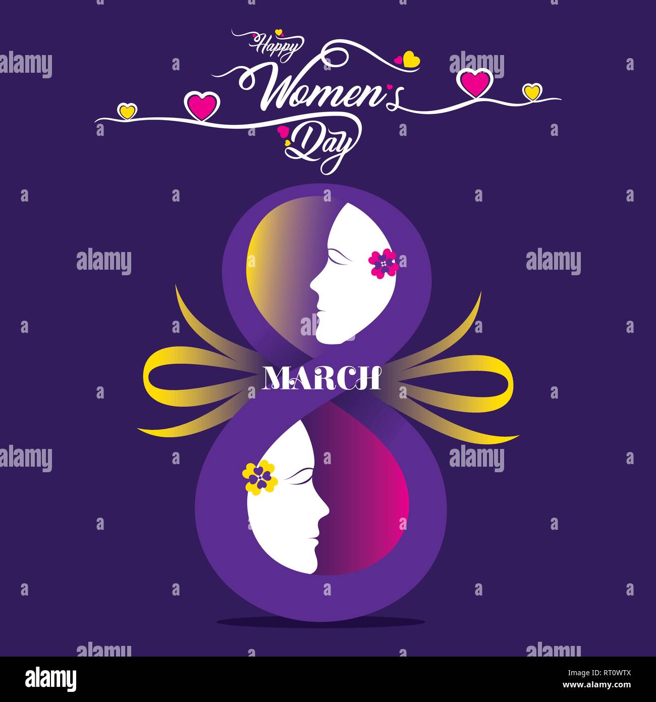 La Journée internationale de la femme. Modèle vectoriel avec lettrage design et attirer la main de texture. Pour la conception de l'affiche, de la carte Illustration de Vecteur