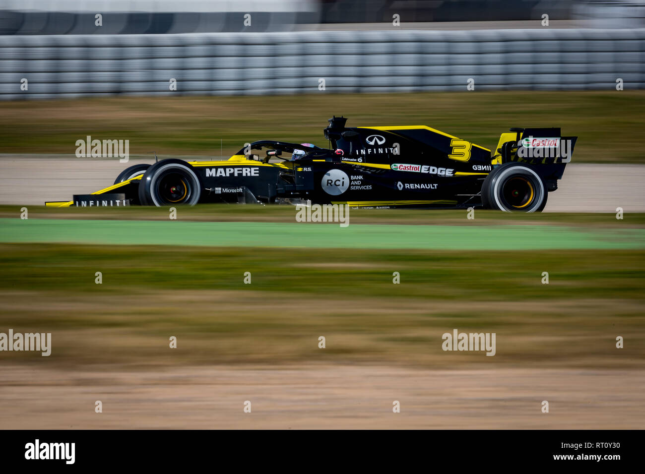 Daniel Ricciardo de Renault F1 Team au cours du premier voyage de deuxième semaine F1 Jours de test en circuit de Montmelo. Banque D'Images