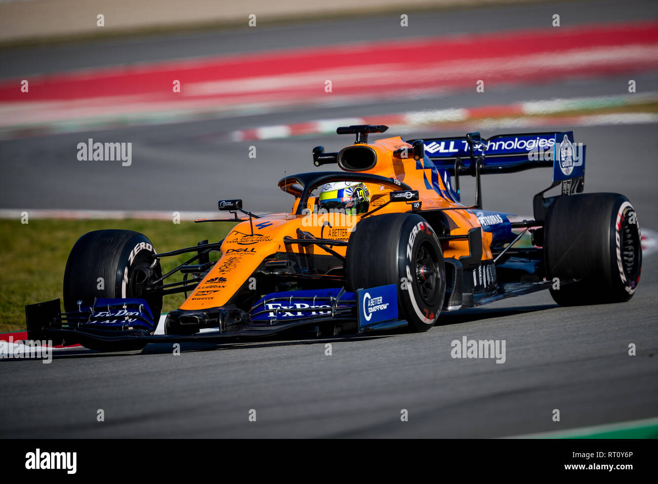 Lando Norris de McLaren pendant le premier voyage de deuxième semaine F1 Jours de test en circuit de Montmelo. Banque D'Images