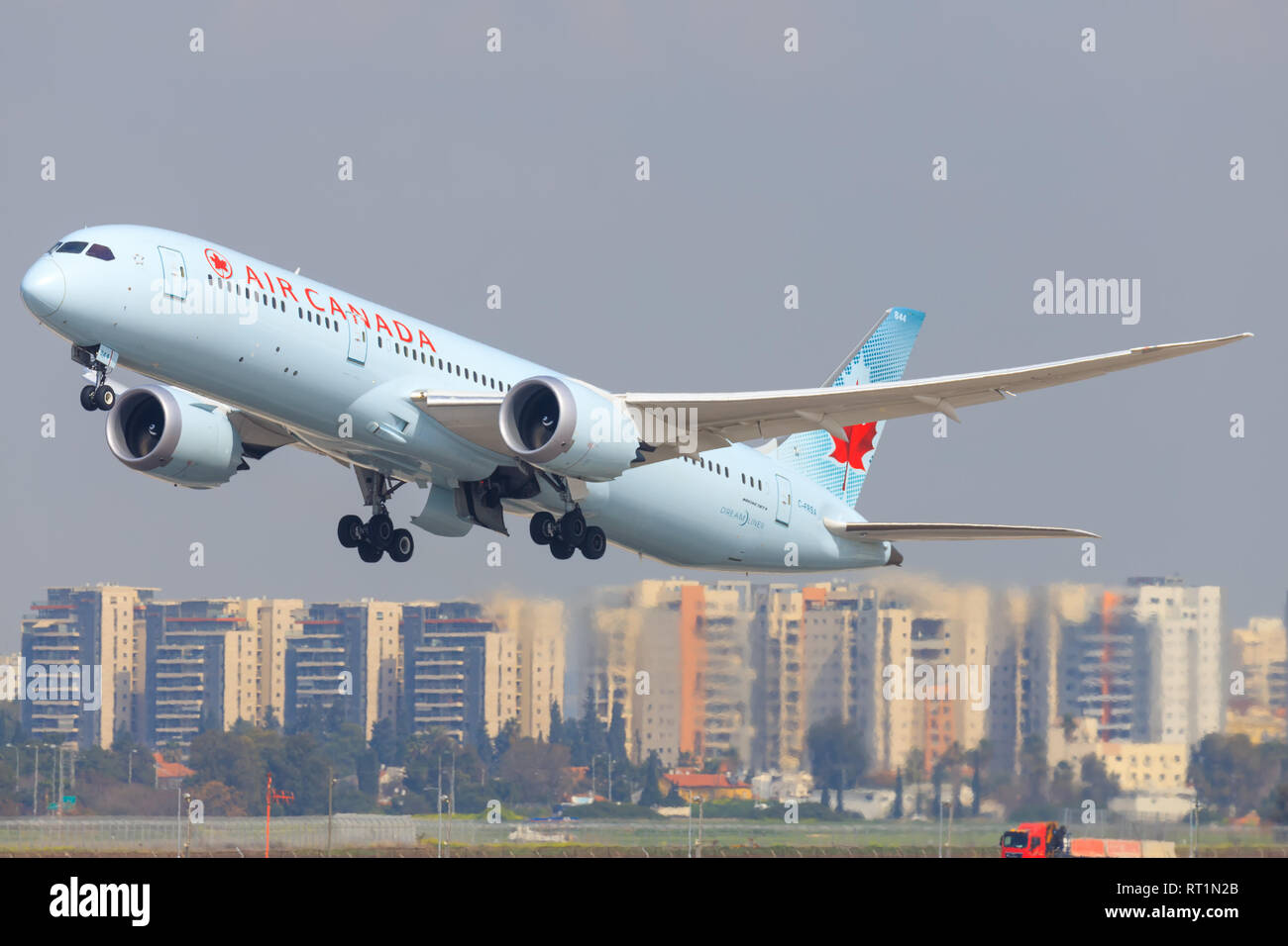 TEL AVIV, ISRAËL - 24 Février, 2019 : le Boeing 787 d'Air Canada à l'aéroport international Ben Gourion. Banque D'Images