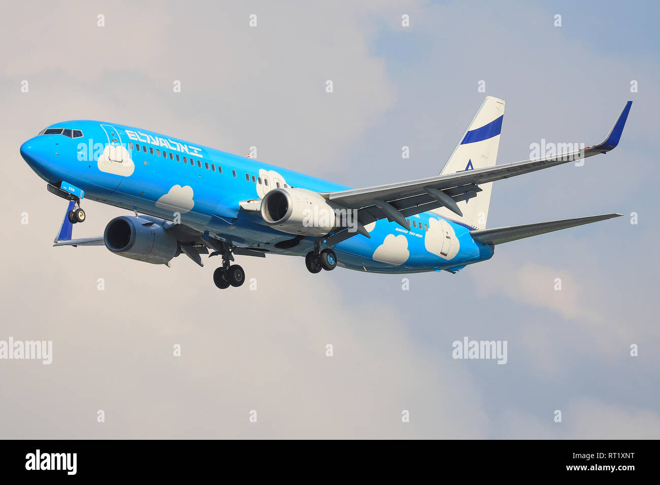 TEL AVIV, ISRAËL - 24 Février, 2019 : Boeing 737 d'El Al à l'aéroport international Ben Gourion. Banque D'Images