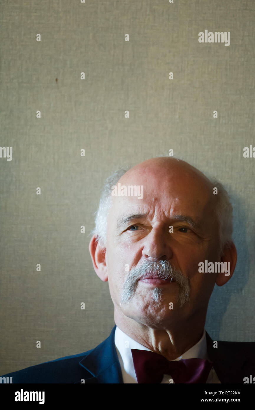 Janusz Korwin Mikke, chef du parti Wolnosc (Parti de la Liberté) à Gdansk, Pologne. 24 février 2019 © Wojciech Strozyk / Alamy Stock Photo *** C Local Banque D'Images