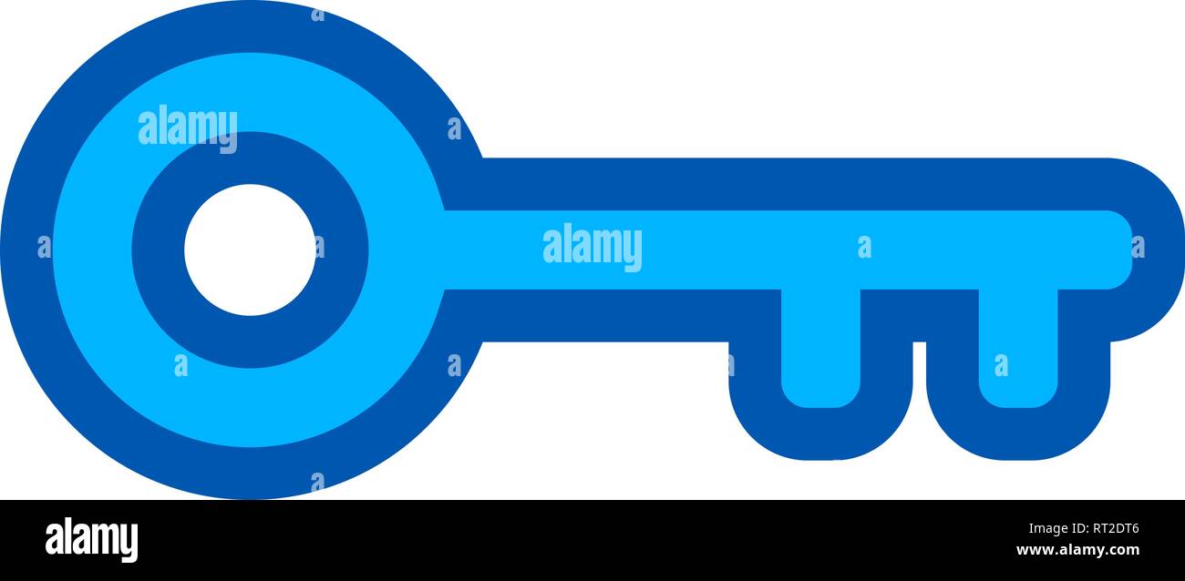 L'icône de clé - bleu avec des contours, isolé - vector illustration Illustration de Vecteur