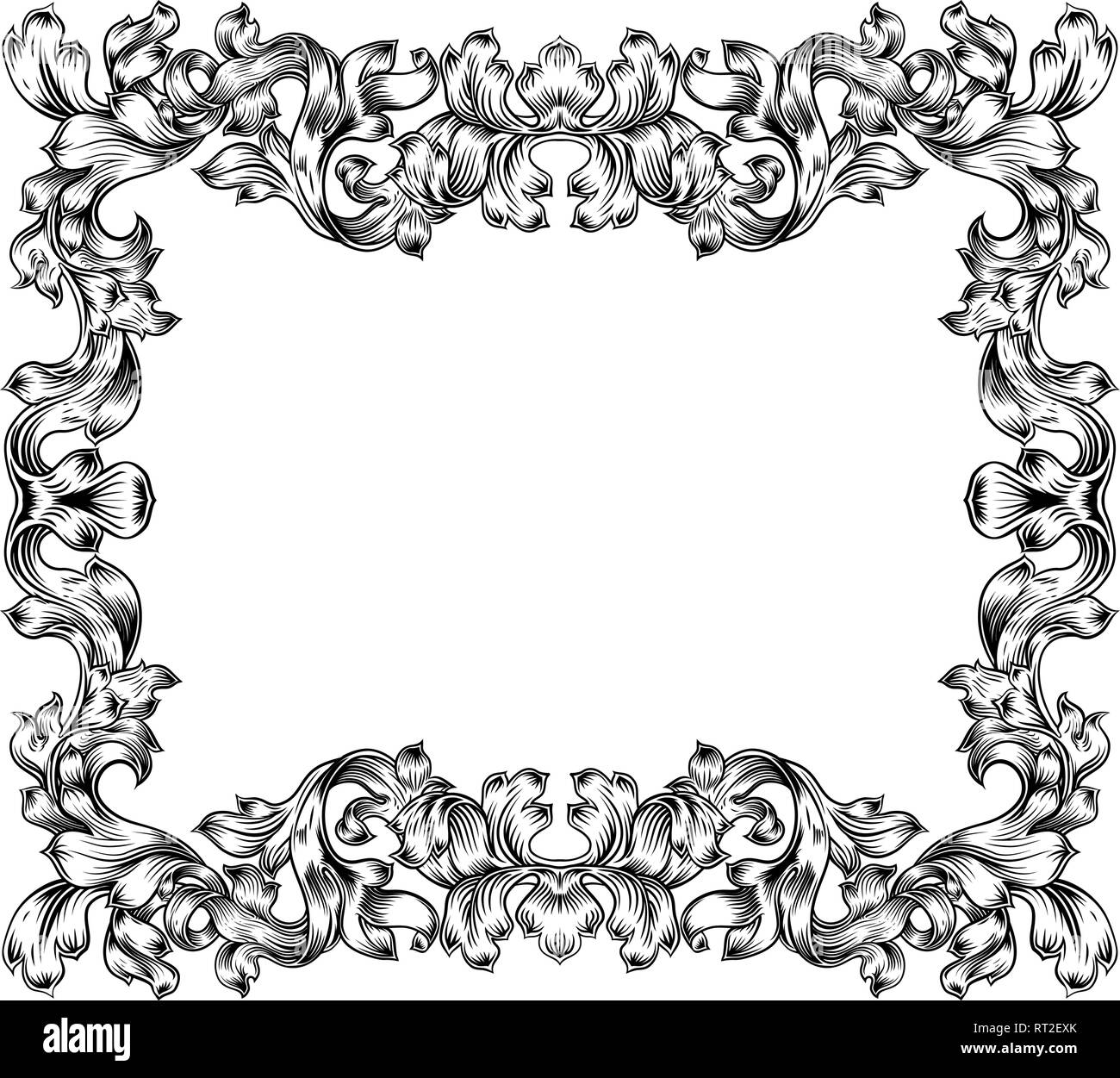 Bordure de cadre Filigrane Motif Vintage Feuille de défilement Illustration de Vecteur Bordure de cadre Filigrane Motif Vintage Feuille de défilement Illustration de Vecteur