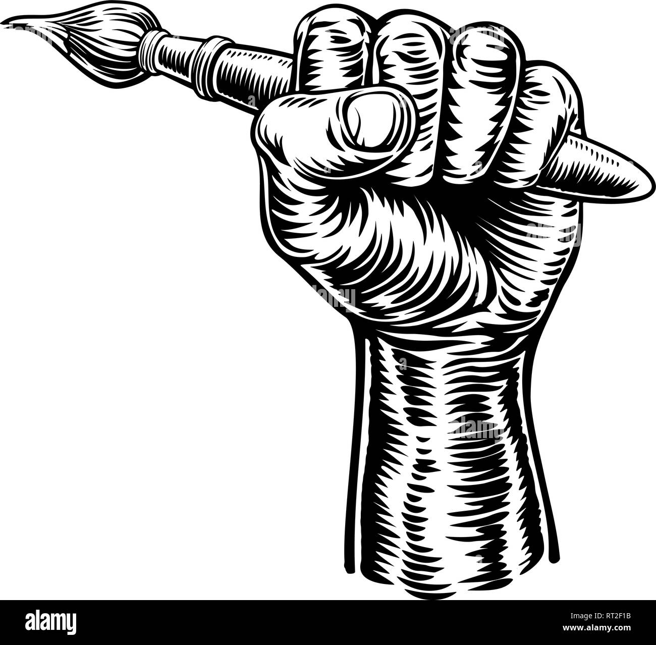 Artistes Hand Holding Paintbrush Illustration de Vecteur