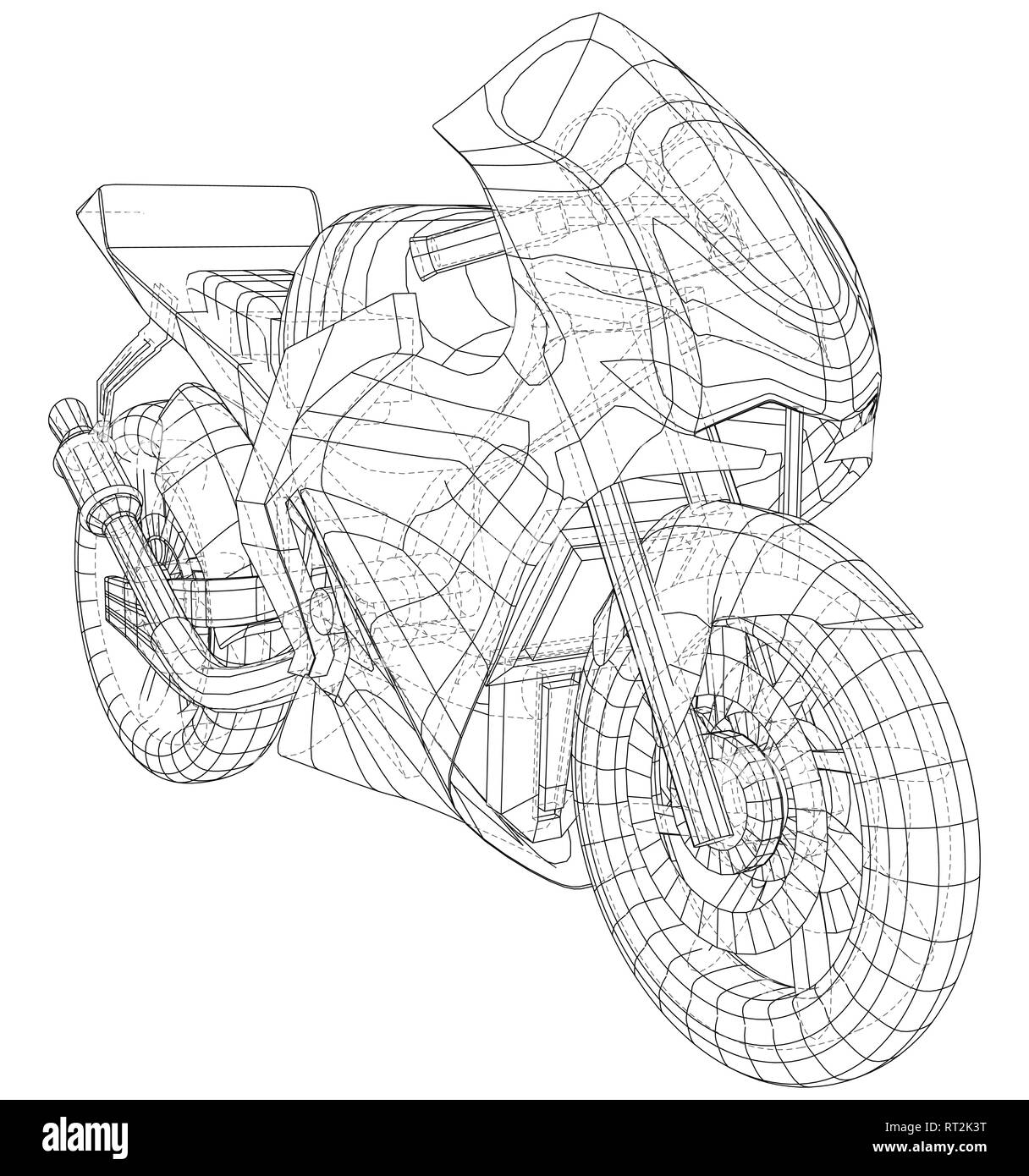 Technique Moto Sport de fil de fer. Le rendu 3D de vecteur Illustration de Vecteur