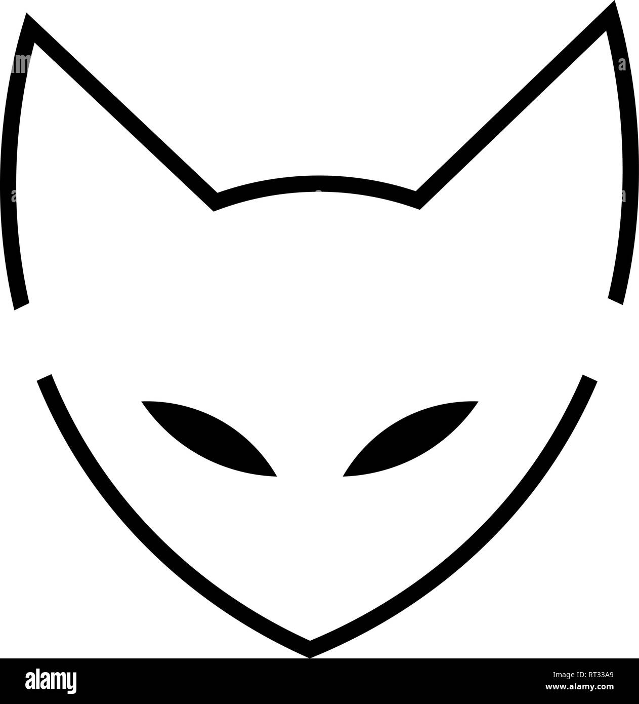 Japon cat fox logo, icône. cat ninja illustration vecteur. Illustration de Vecteur