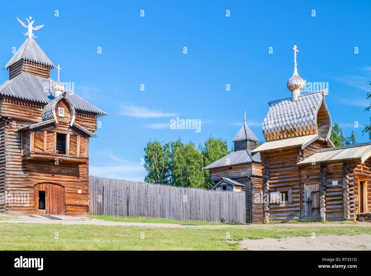 Taltsy est un musée ethnographique d'architecture et d'architecture en bois de Sibérie. Banque D'Images