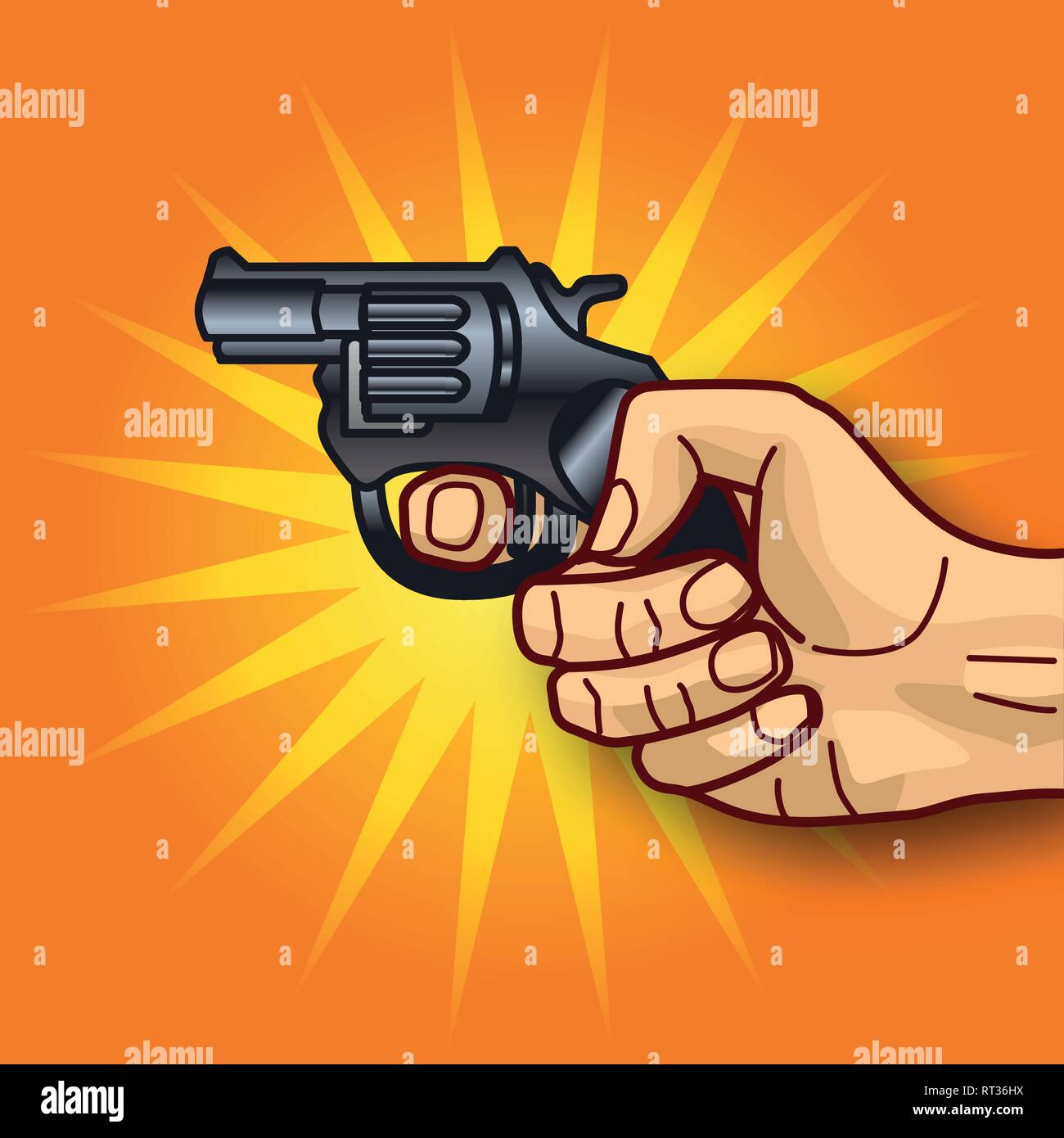 La main avec revolver et la violence Illustration de Vecteur