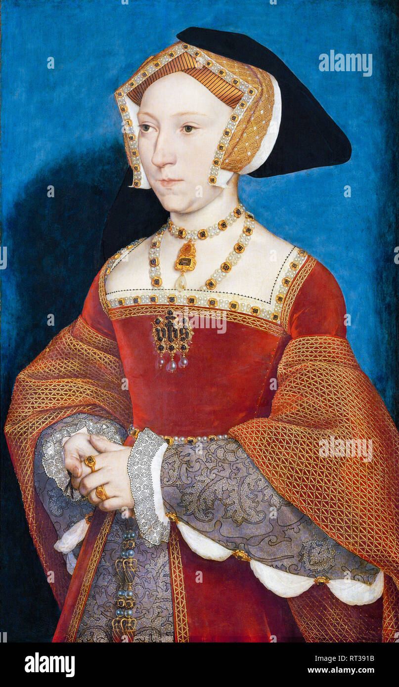 Portrait de Jane Seymour, (1509-1537), reine d'Angleterre, peinture de la Renaissance par Hans Holbein le Jeune, 1536 Banque D'Images