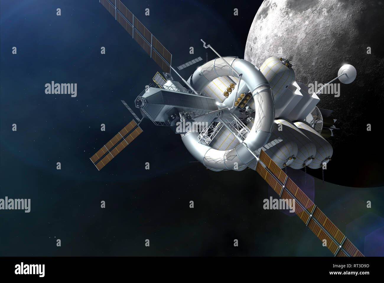 NASA sonde spéculative X Nautilus quitte l'orbite lunaire. Banque D'Images