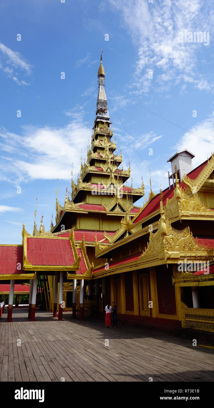 Au Myanmar, Mandalay, Palais Royal Banque D'Images