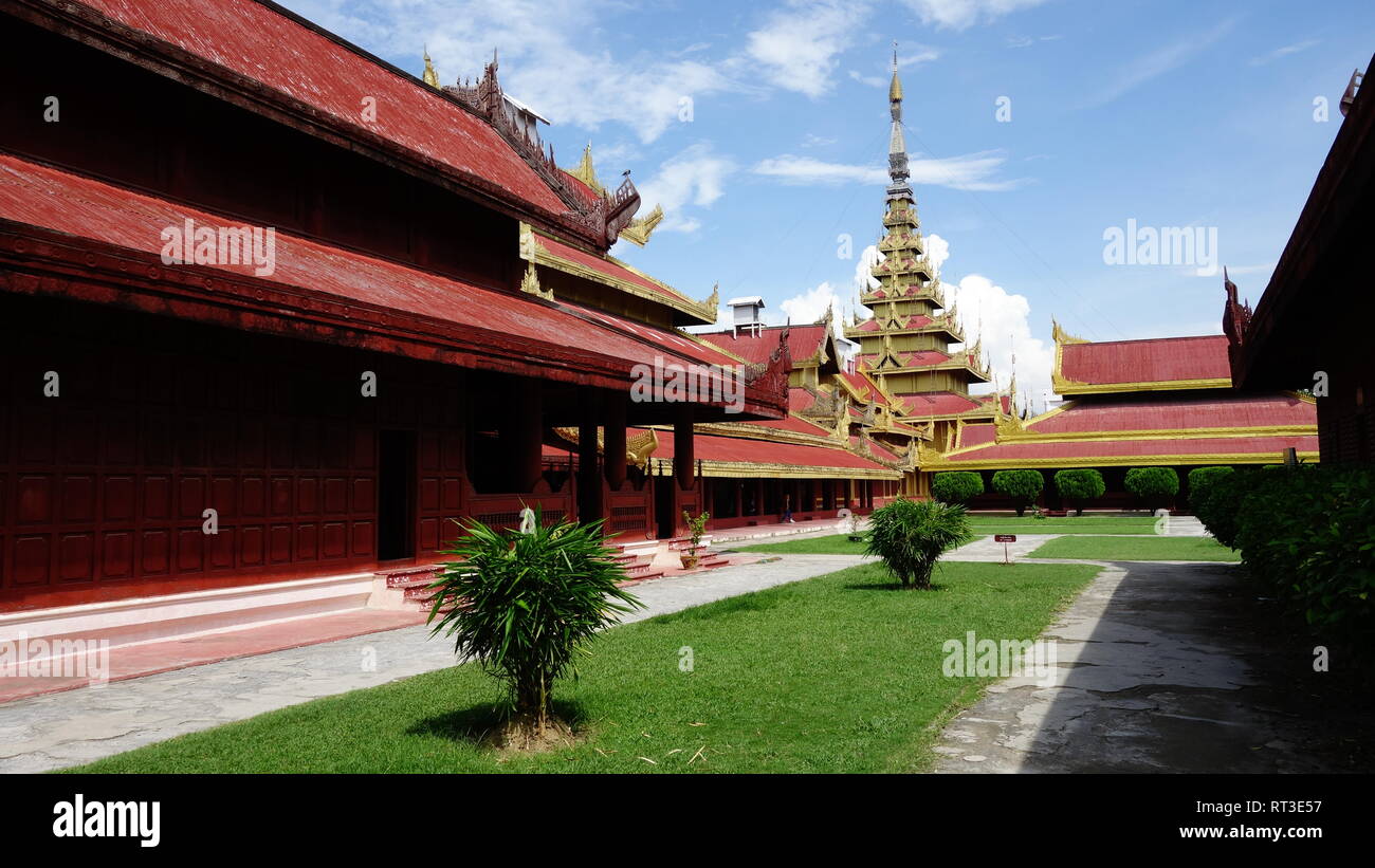 Au Myanmar, Mandalay, Palais Royal Banque D'Images