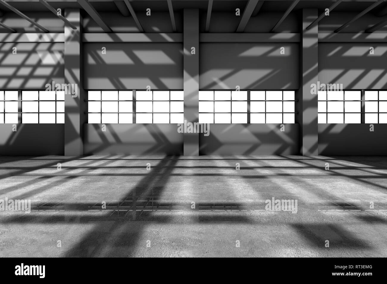 La visualisation de l'architecture d'un entrepôt vide, 3D Rendering Banque D'Images