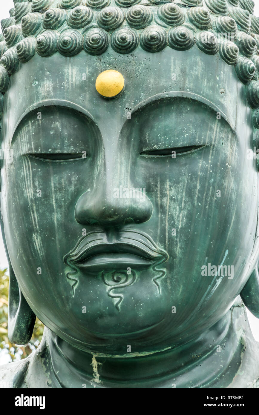 Yanaka, Tokyo, Japon - 18 août 2017 : Temple de Tennoji, secte Tendai du bouddhisme. Statue de Bouddha en bronze construit en 1690 par Kyuemon Ota connu comme 'Te Banque D'Images