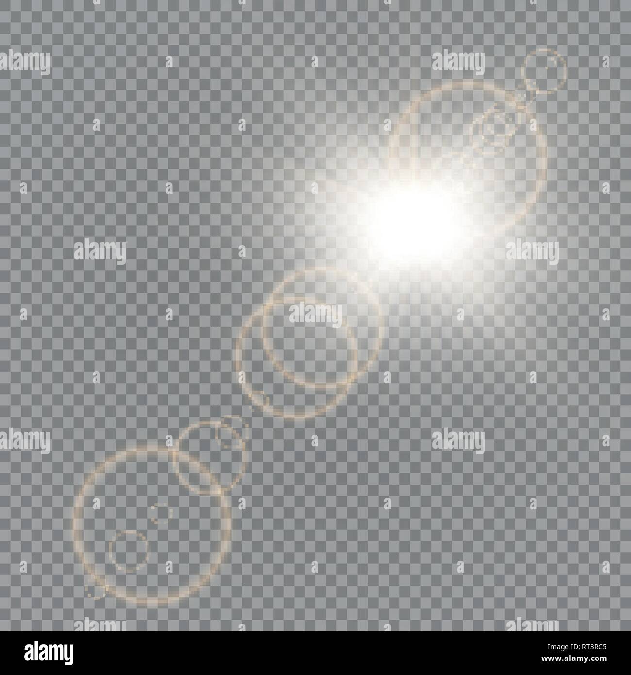 Vector transparent spécial soleil reflets effet de lumière. Les rayons du soleil avec flash et Spotlight Illustration de Vecteur