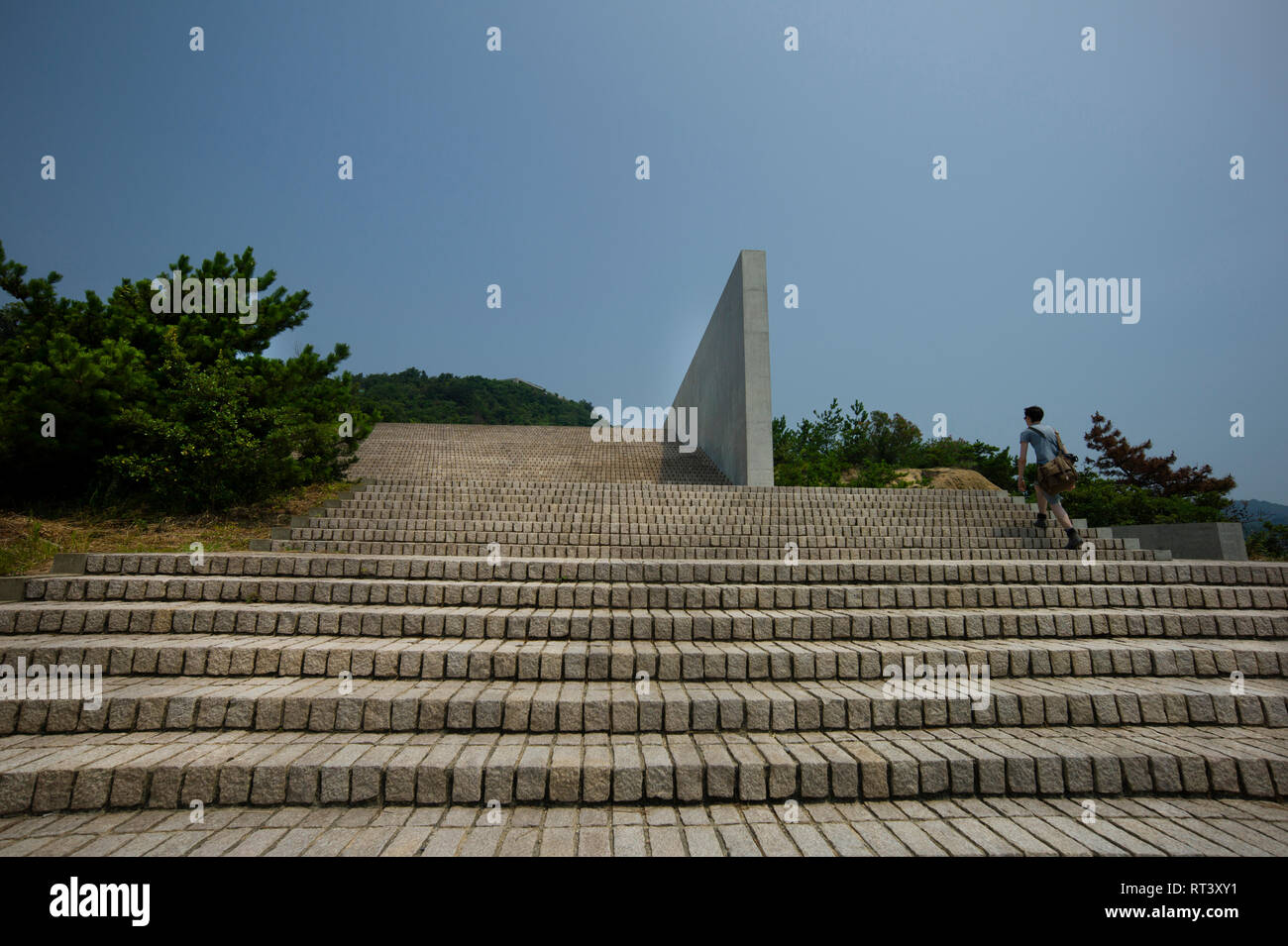 Ando conçu l'aménagement paysager, Naoshima, au Japon. Banque D'Images