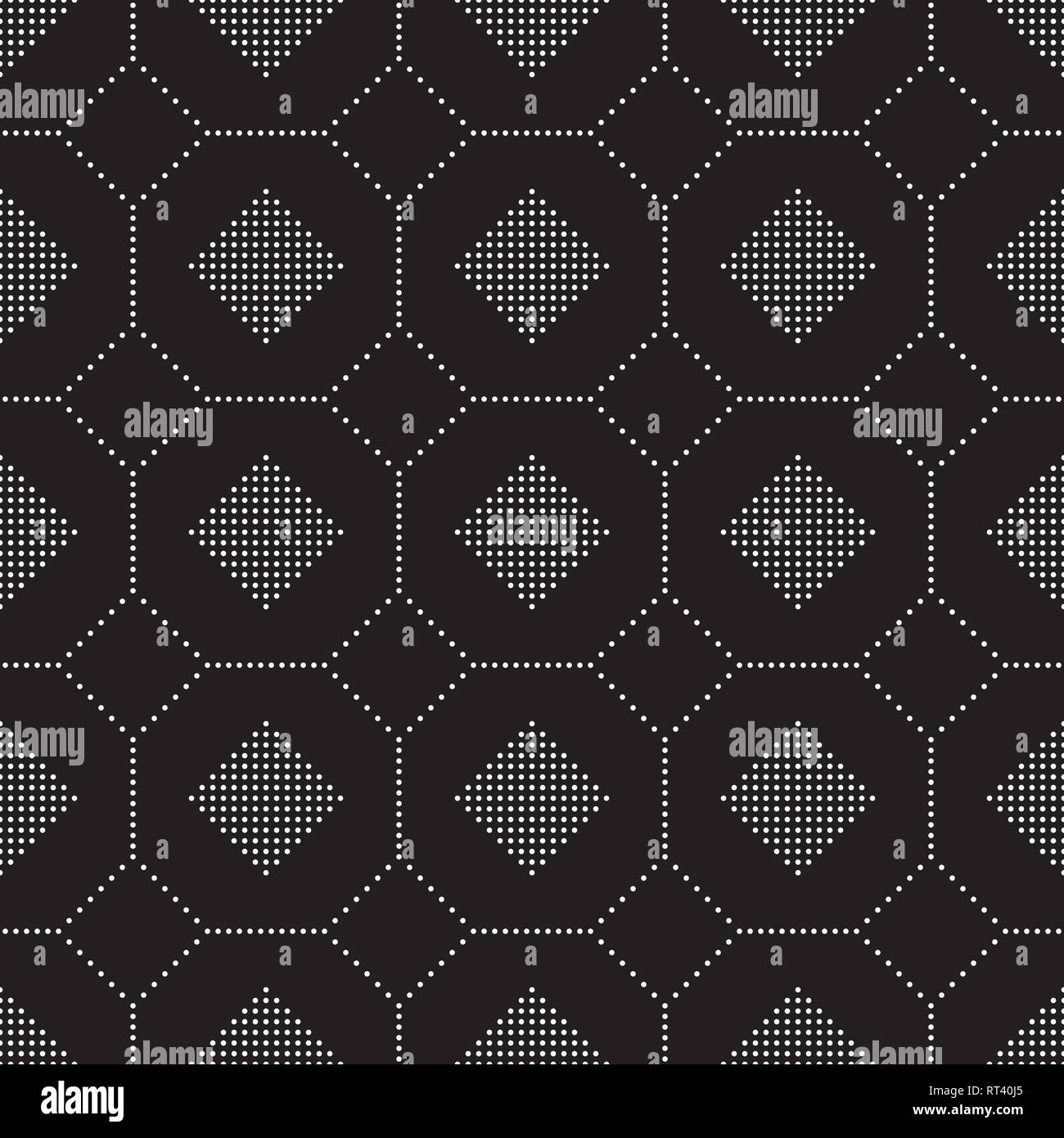 Un cercle noir et blanc, modèle mosaïque géométrique abstraite moderne Points Arrière-plan. Illustration de Vecteur