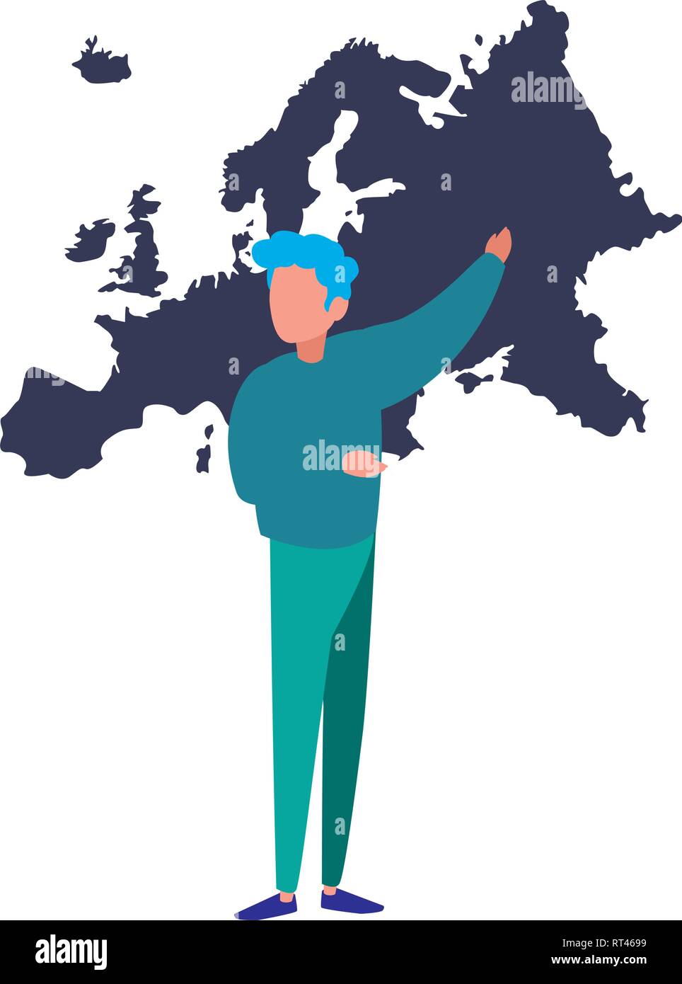 Homme pointant european map vector illustration design Illustration de Vecteur