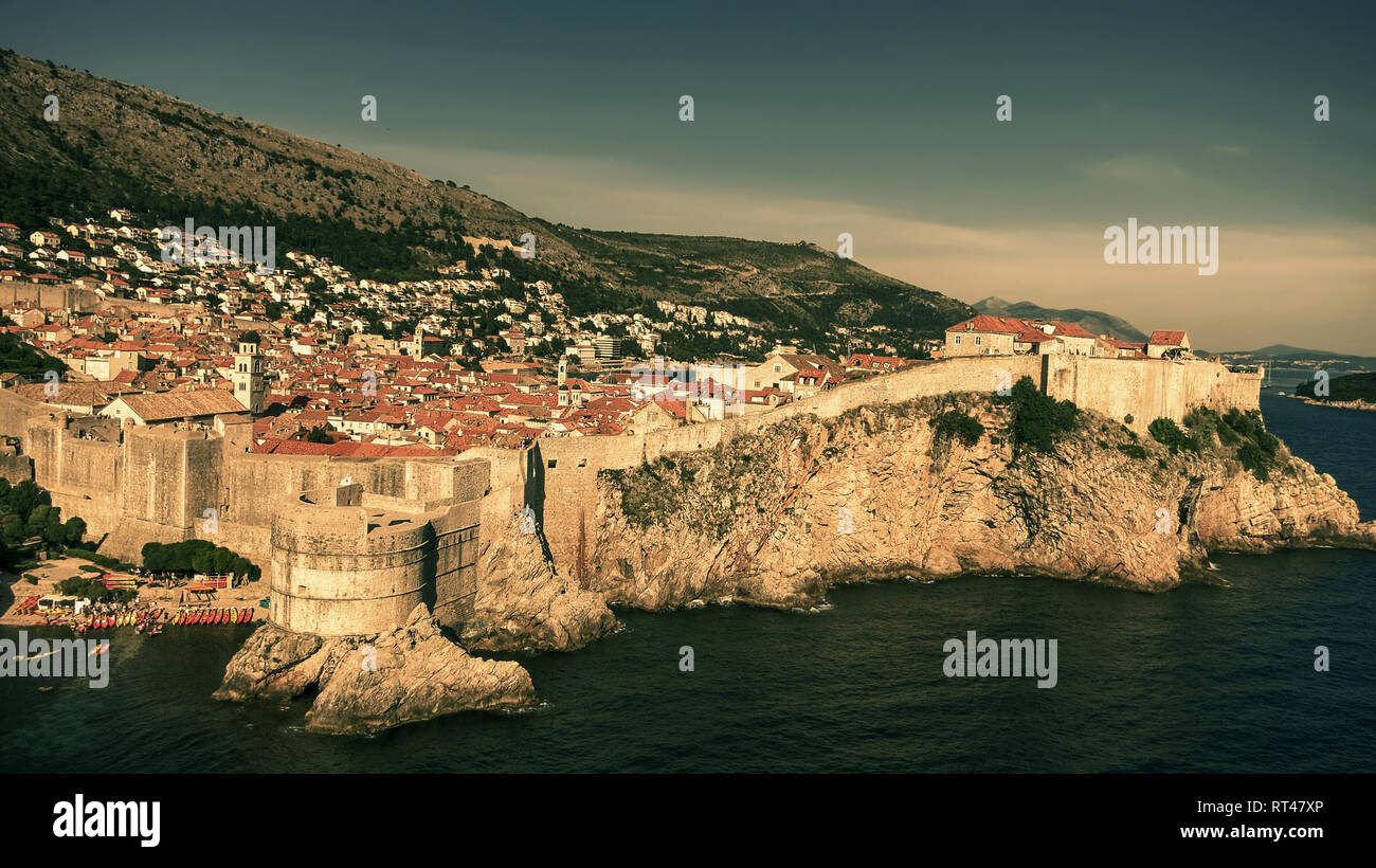 Colortoned la vieille ville de Dubrovnik Croatie forteresse série Game of thrones Banque D'Images