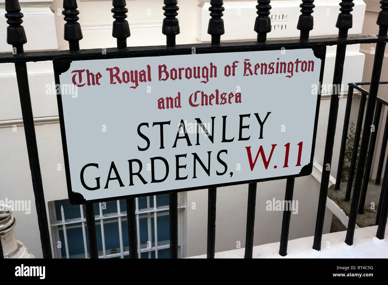 Stanley Gardens, W.11 street sign, Notting Hill, Londres Banque D'Images