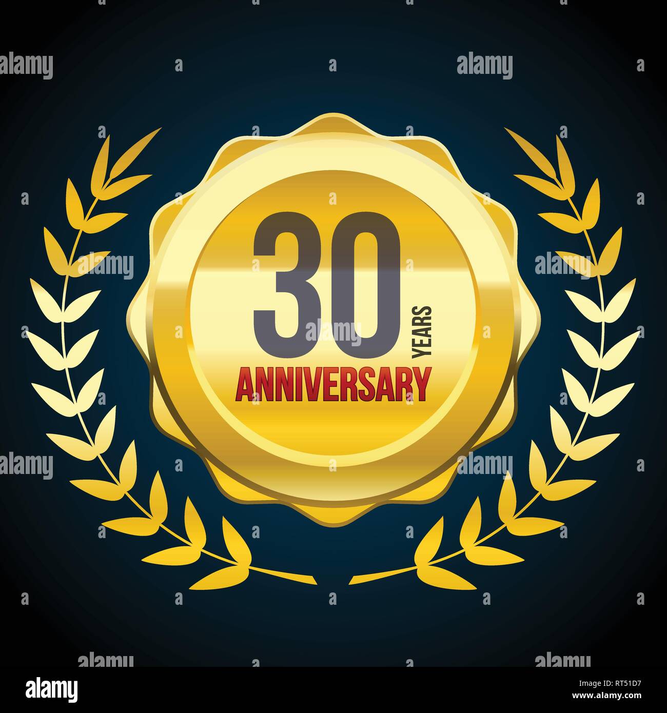 30 ans anniversaire badge or et rouge logo. Illustration vecteur eps10 Illustration de Vecteur