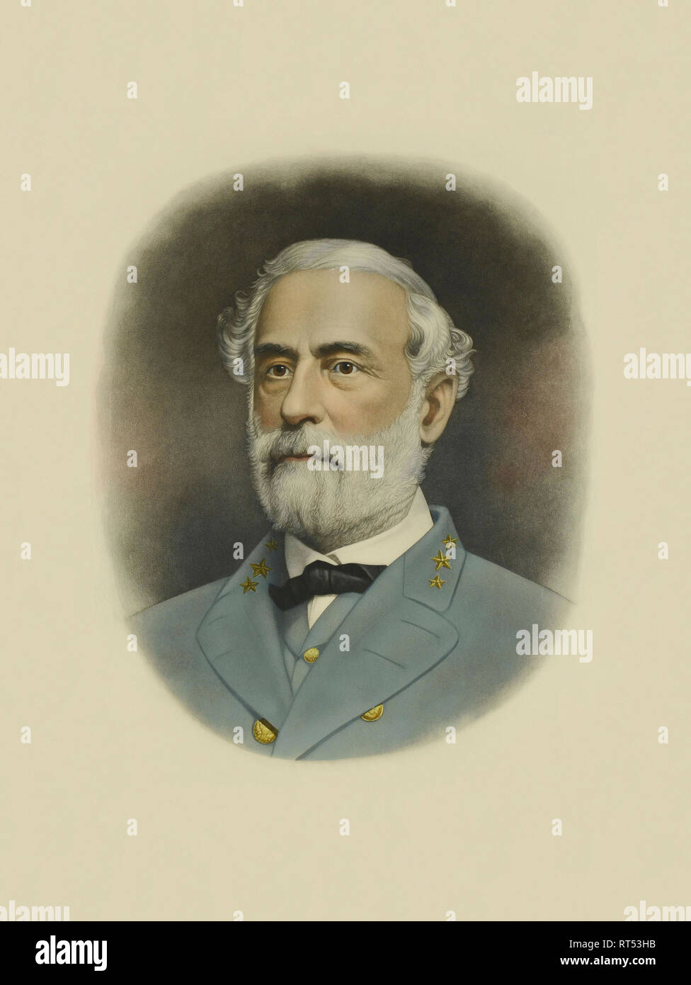 La guerre civile imprimer dépeint un portrait couleur du général Robert E. Lee. Banque D'Images