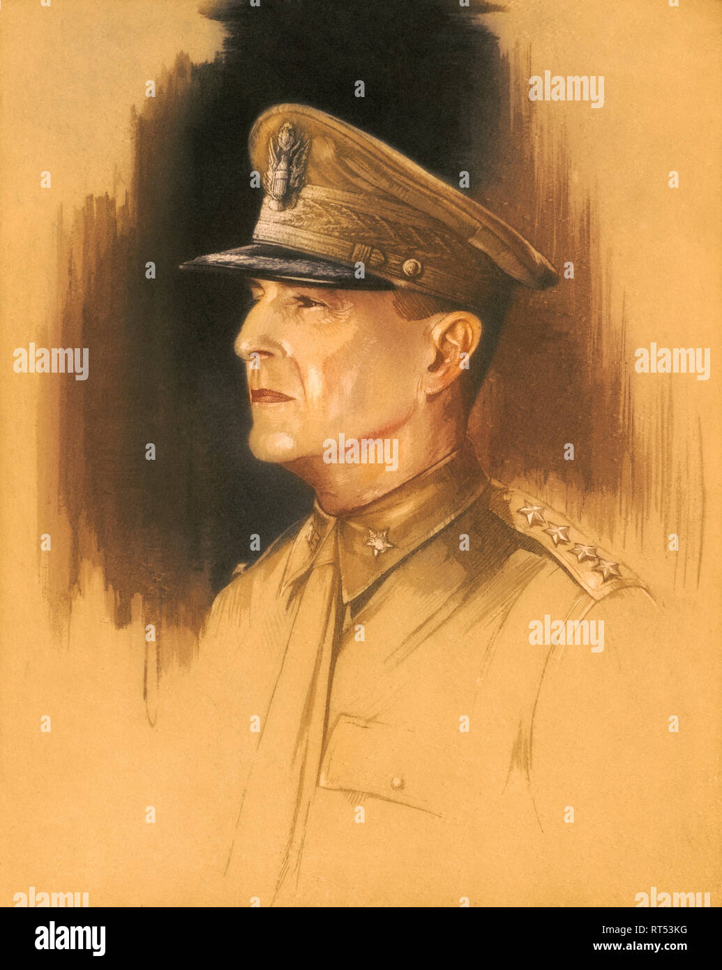 La Seconde Guerre mondiale imprimer du général Douglas MacArthur. Banque D'Images