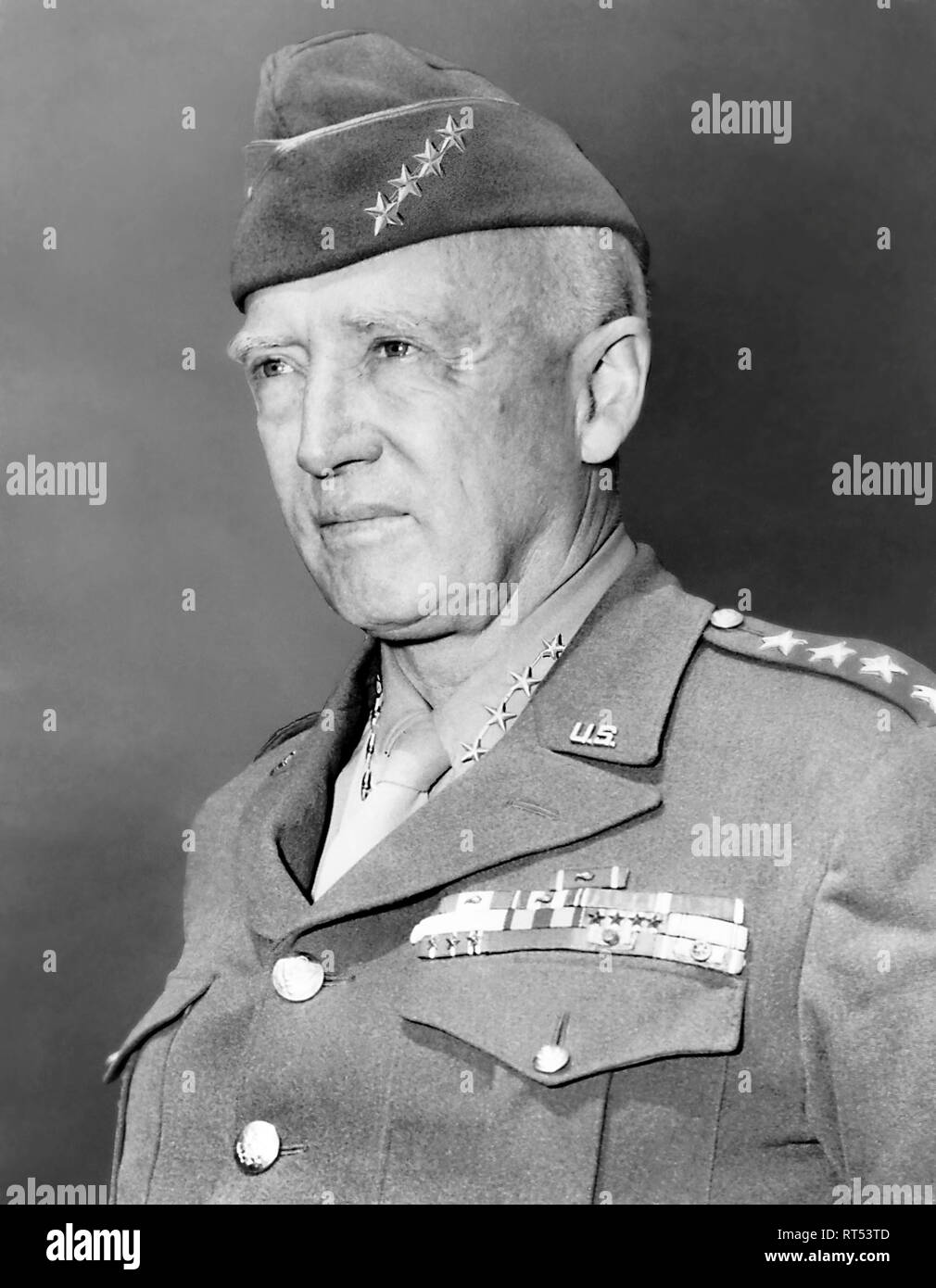 La Seconde Guerre mondiale portrait du général George S. Patton. Banque D'Images