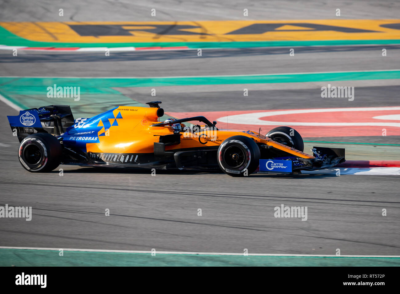Carlos Sainz de McLaren vu en action pendant la deuxième voyage de deuxième semaine F1 Jours de test en circuit de Montmelo. Banque D'Images