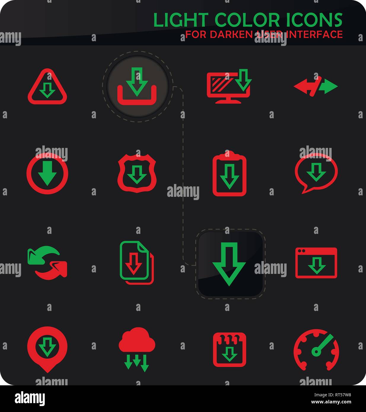 Télécharger Easy Color vector icons sur fond plus sombre pour la conception d'interface utilisateur Illustration de Vecteur