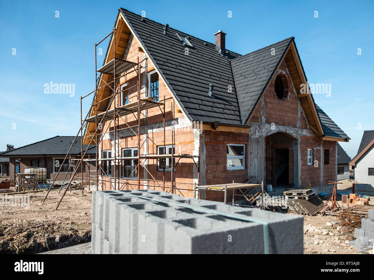 La Bulgarie, Plovdiv, une maison d'habitation en construction Banque D'Images