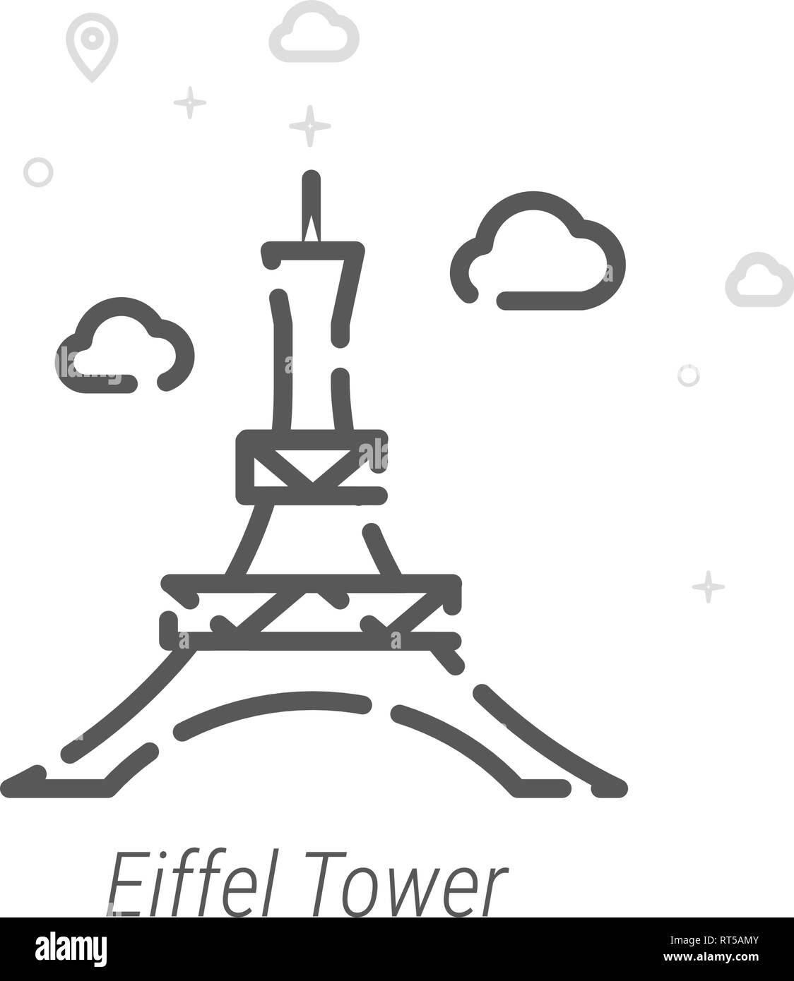 Tour Eiffel, Paris l'icône de la ligne du vecteur. Repères historiques Symbole, Pictogramme, signe. Résumé Arrière-plan géométrique de la lumière. Avc. modifiable Ligne de réglage Illustration de Vecteur