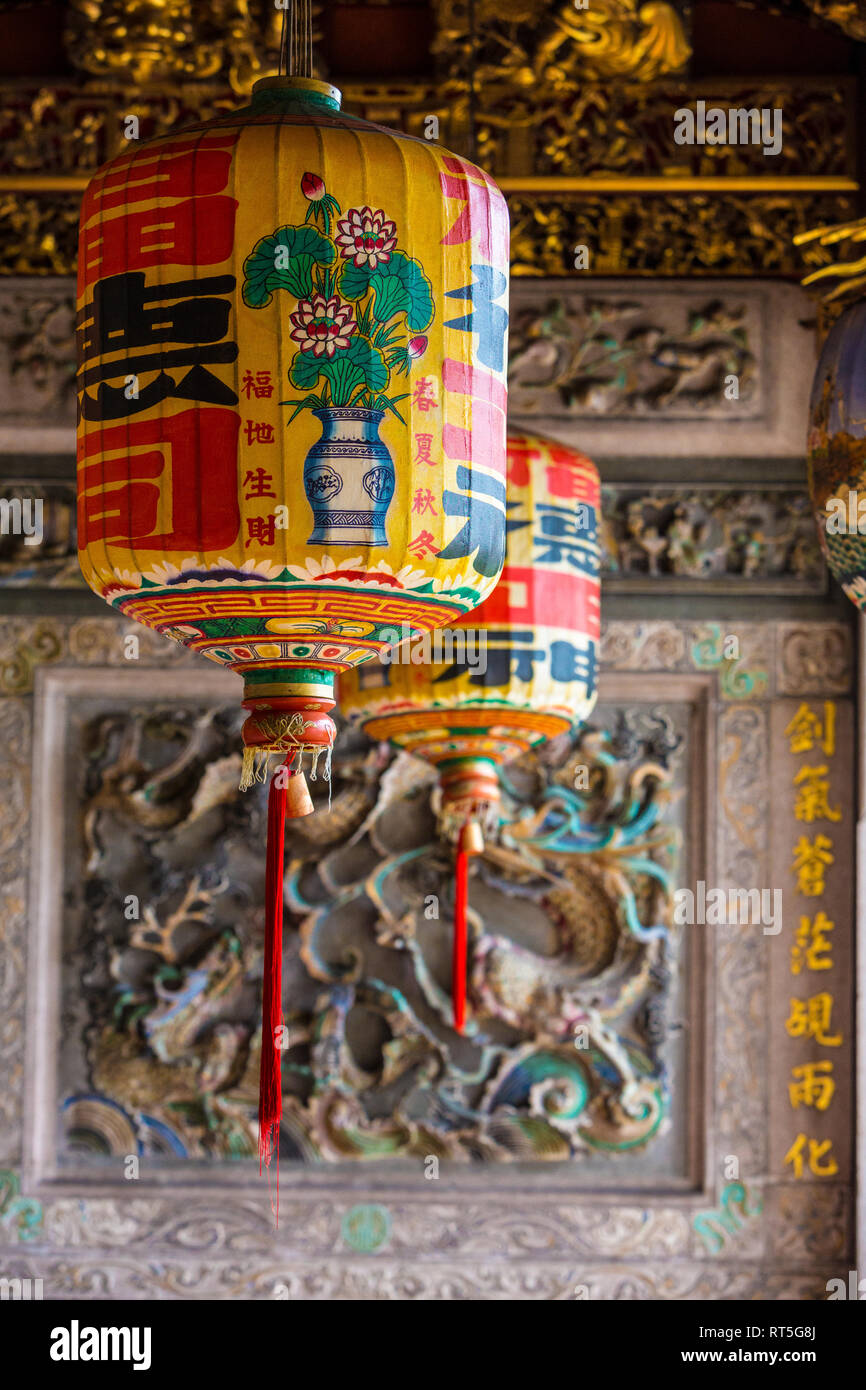 George Town, Penang, Malaisie. Lanternes chinoises, Khoo Kongsi, un temple chinois Hokkien et Clan. Banque D'Images
