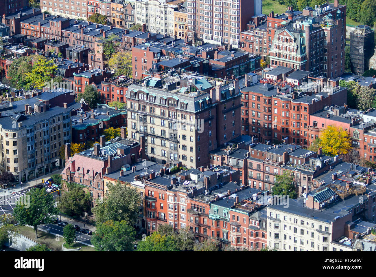 Une vue aérienne de certains bâtiments à Boston, Massachusetts, United States Banque D'Images