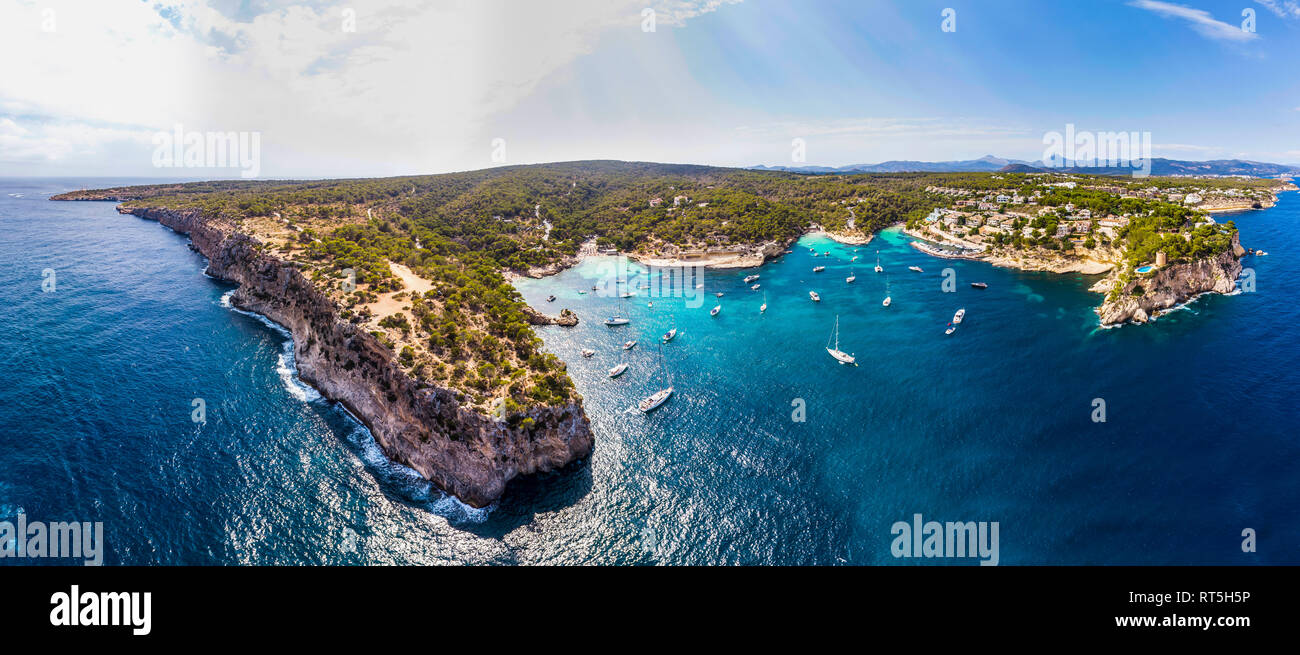 Espagne, Majorque, Palma de Majorque, vue aérienne de la région de Calvia, El Toro, Portals Vells Banque D'Images