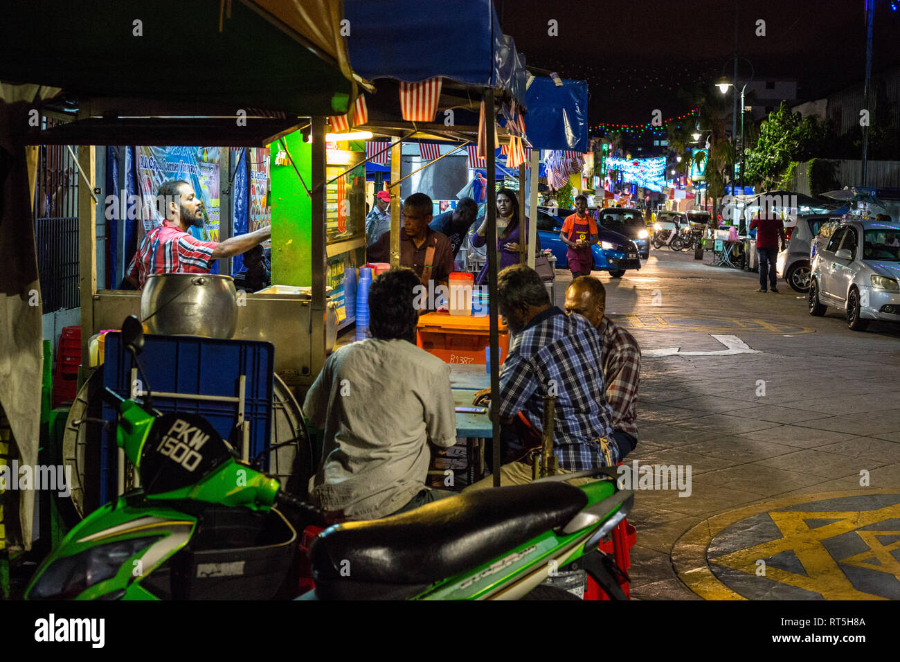 Vendeurs de rue la nuit, George Town, Penang, Malaisie Banque D'Images