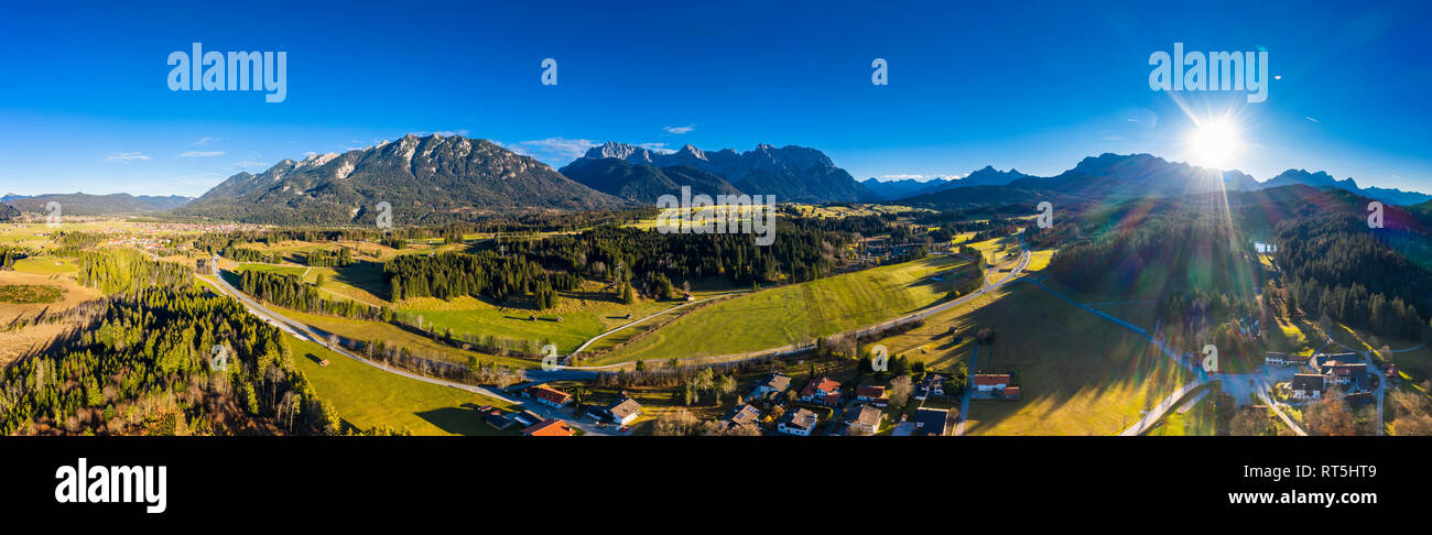 L'Allemagne, de Bavière, de l'Est Région de l'Allgaeu, Garmisch-Partenkirchen, Kruen, vue aérienne du lac Barmsee et Grubsee Banque D'Images