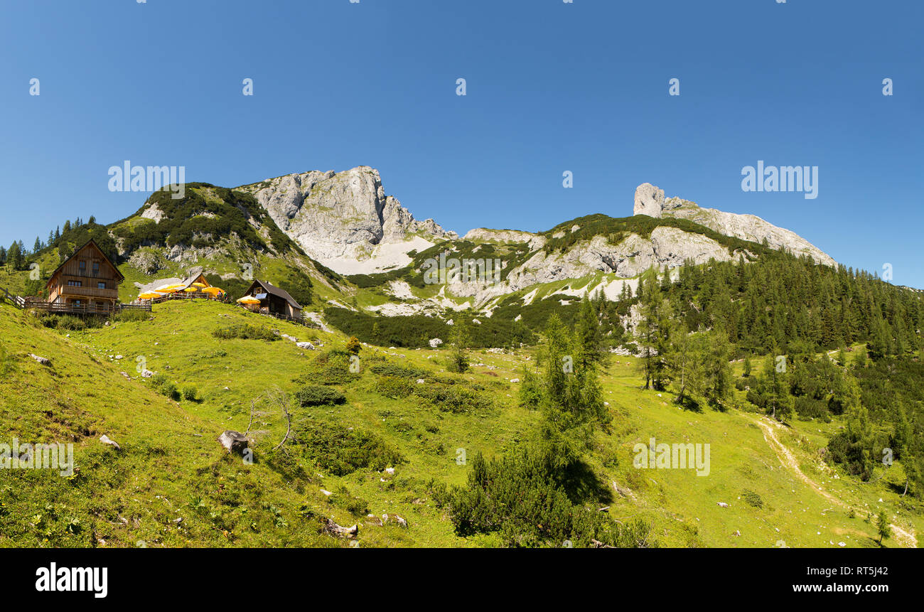 L'Autriche, Styrie, Tauplitz, Totes Gebirge, Alpine cabines Banque D'Images