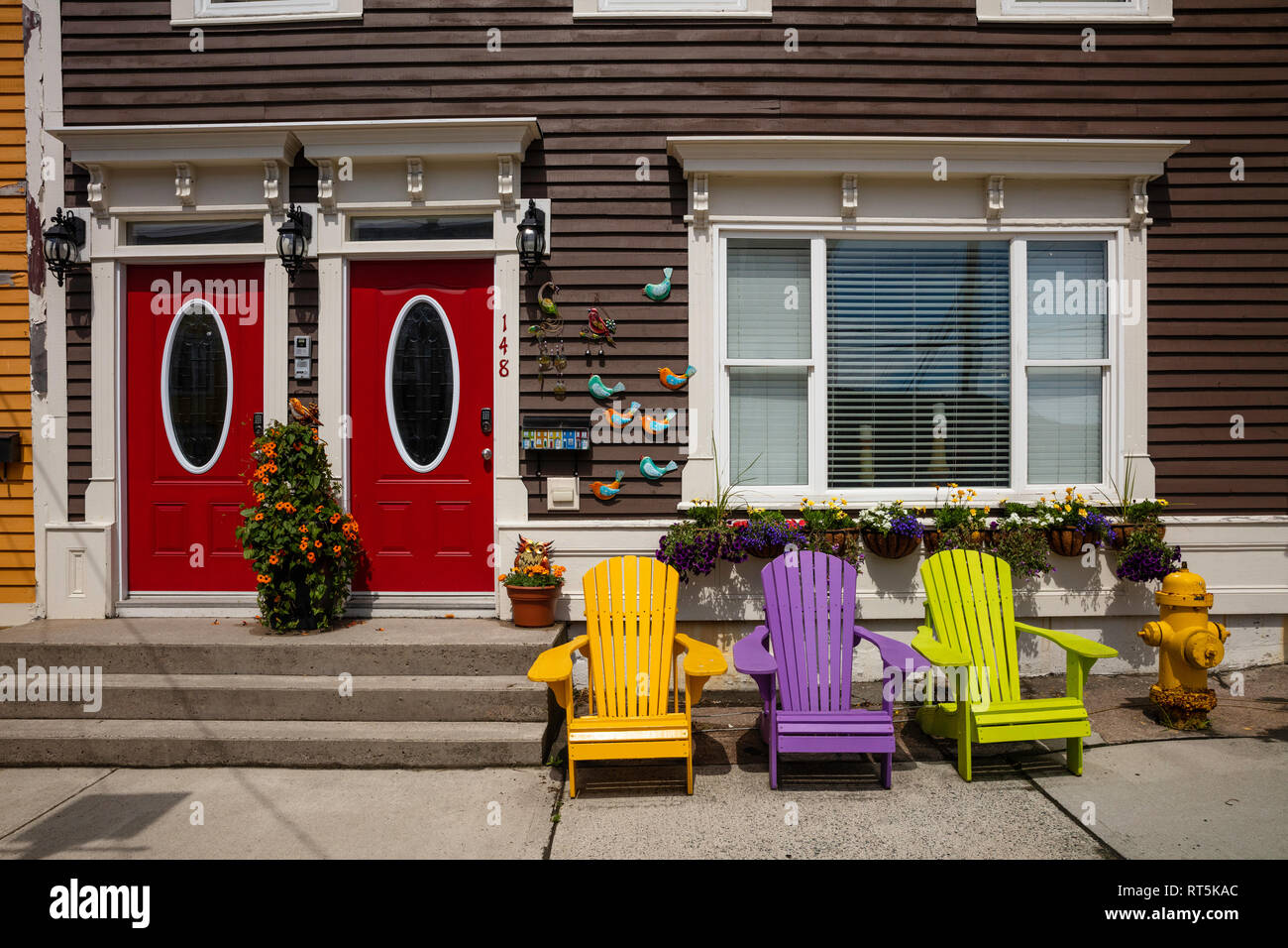 Maisons colorées jelly bean, St John's, Terre-Neuve et Labrador La province, Canada Banque D'Images