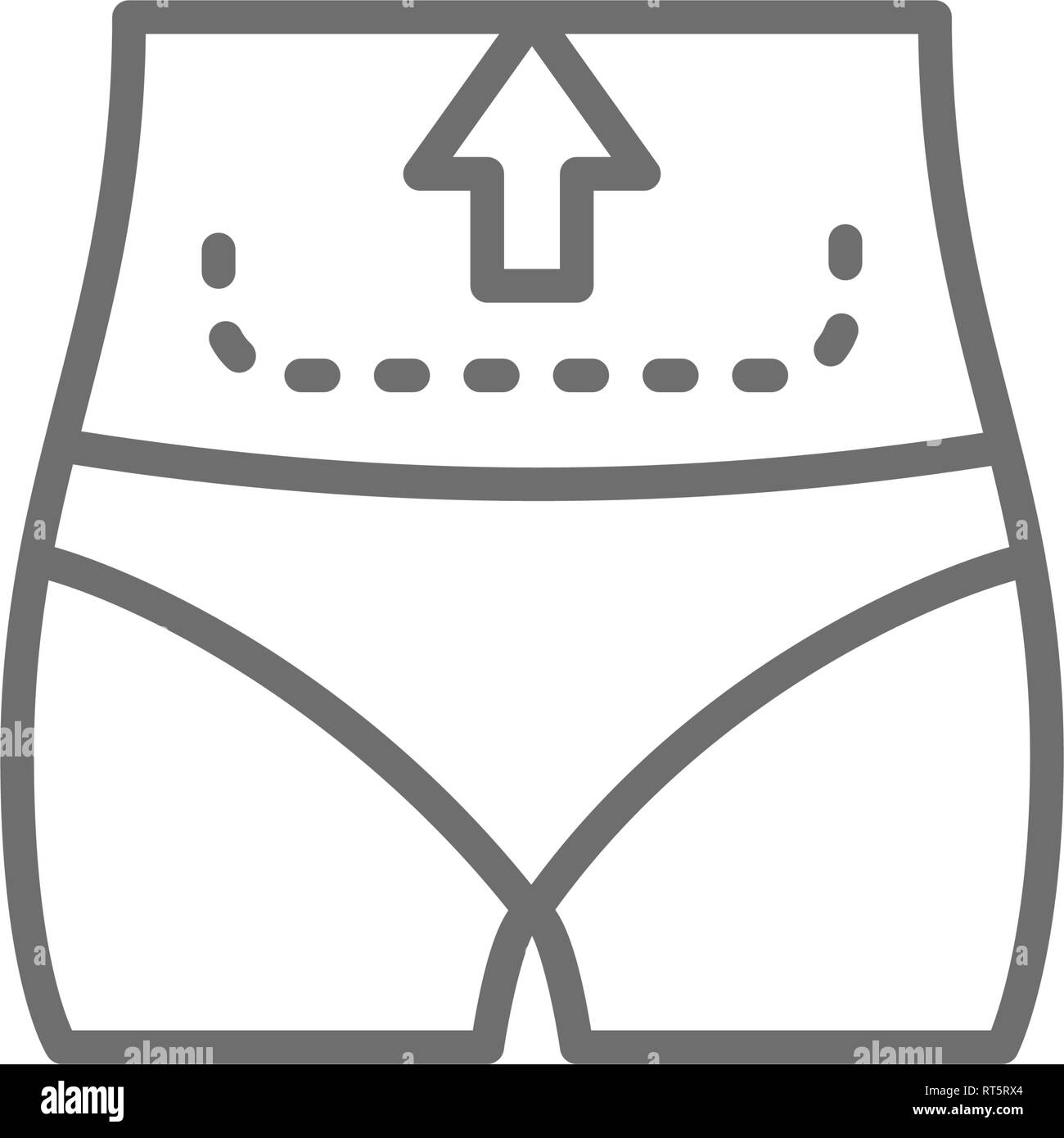 La liposuccion abdominale, l'abdominoplastie, abdominoplastie chirurgie plastique icône ligne. Illustration de Vecteur