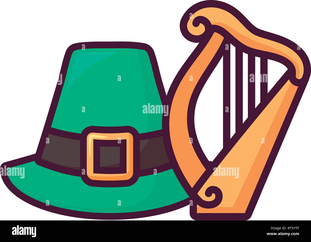 St Patricks chapeau leprechaun avec harpe vector illustration design Illustration de Vecteur